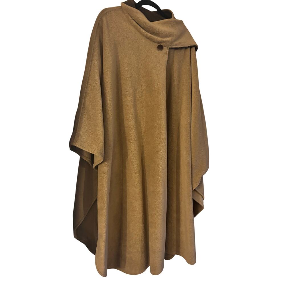 Vtg Preston & York Cape Tan One Size Button Long Line Poncho Old Money Romantic - Picture 5 of 6